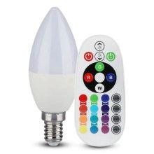 LED RGB dimbar glödlampa E14/4,8W/230V 4000K + fjärrkontroll